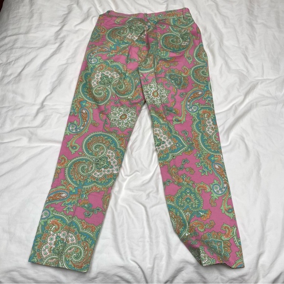Lauren Ralph Lauren women's straight-leg pants pink/ green paisley print Sz 8 - Picture 3 of 9
